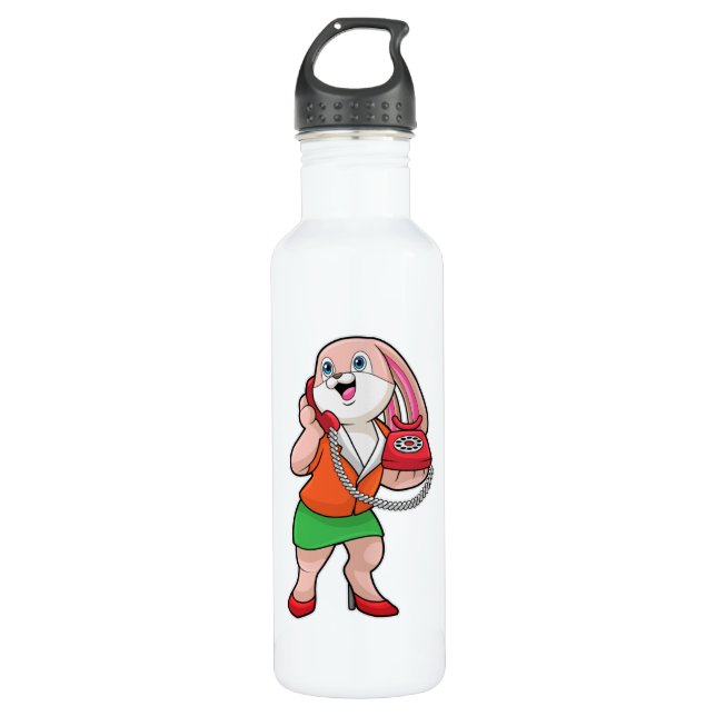Bunny as Secretary with Phone 710 Ml Water Bottle (Front)