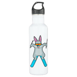 Bunny as Skier with Ski 710 Ml Water Bottle