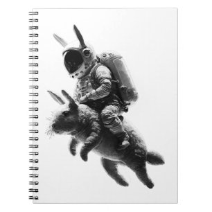 Bunny Astronaut Riding a Rabbit in Space  Notebook
