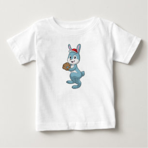 Bunny at Baseball with Baseball glove Baby T-Shirt