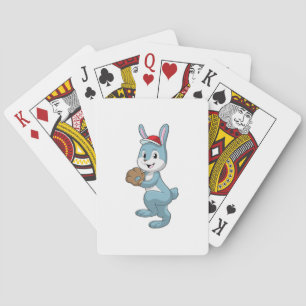 Bunny at Baseball with Baseball glove Playing Cards