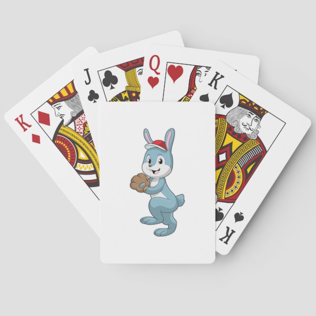 Bunny at Baseball with Baseball glove Playing Cards (Back)