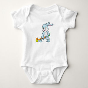 Bunny at Field hockey with Hockey stick Baby Bodysuit