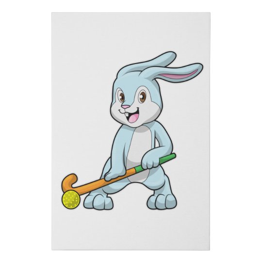 Bunny at Field hockey with Hockey stick Faux Canvas Print Zazzle.co.uk