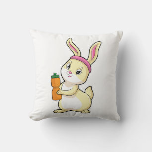 Bunny at Fitness with Drinking bottle Cushion