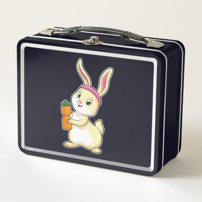 Bunny at Fitness with Drinking bottle Metal Lunch Box (Front)
