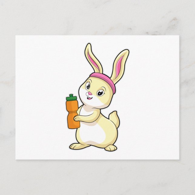 Bunny at Fitness with Drinking bottle Postcard (Front)