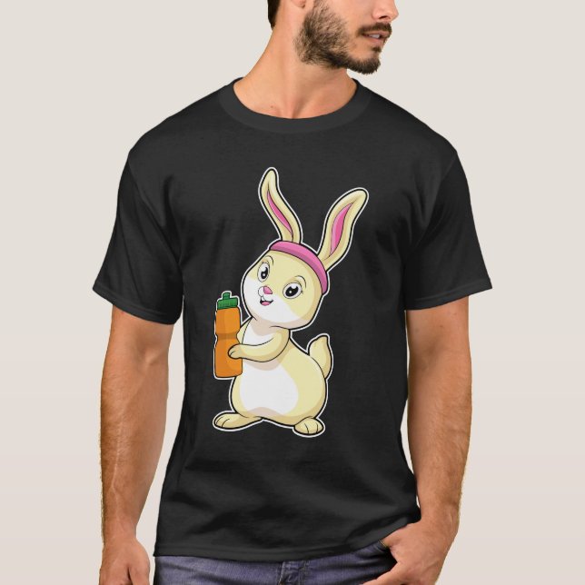 Bunny at Fitness with Drinking bottle T-Shirt (Front)