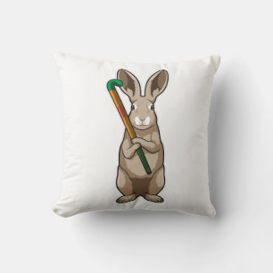 Bunny at Hockey with Hockey stick Cushion