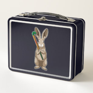 Bunny at Hockey with Hockey stick Metal Lunch Box