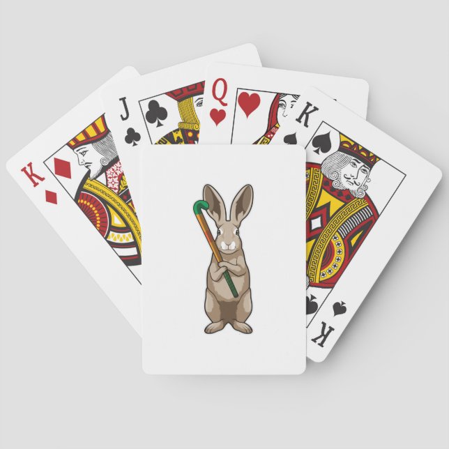 Bunny at Hockey with Hockey stick Playing Cards (Back)