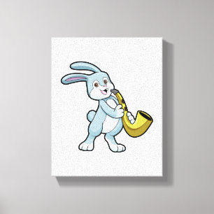 Bunny at Music with Saxophone Canvas Print