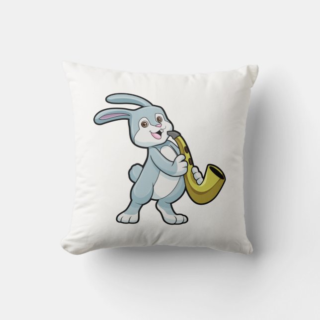 Bunny at Music with Saxophone Cushion (Front)