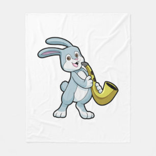 Bunny at Music with Saxophone Fleece Blanket
