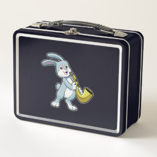 Bunny at Music with Saxophone Metal Lunch Box