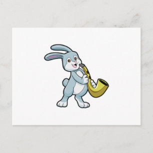 Bunny at Music with Saxophone Postcard