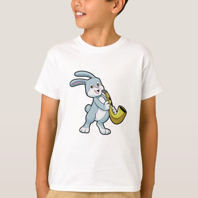 Bunny at Music with Saxophone T-Shirt (Front)