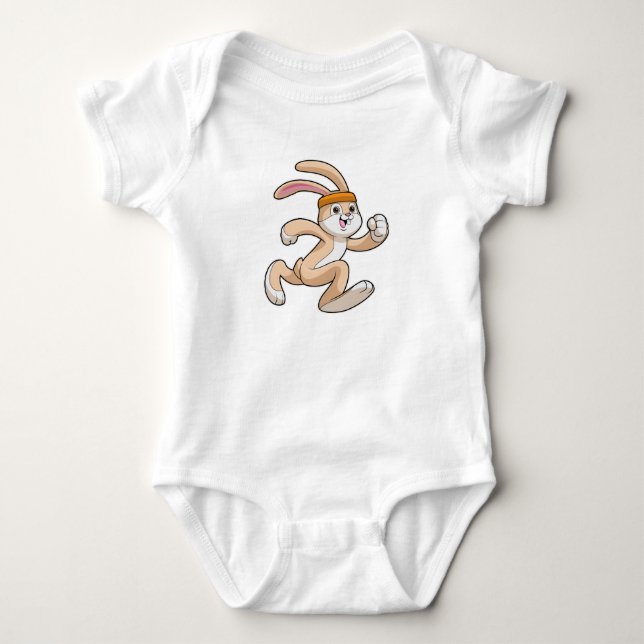 Bunny at Running with Headband Baby Bodysuit (Front)