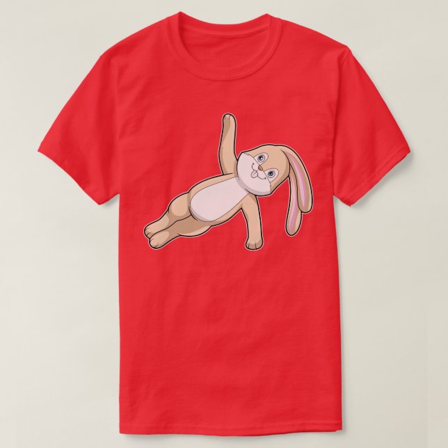 Bunny at Yoga Stretching T-Shirt (Design Front)