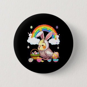 Bunny Atiel Easter Hunting Eggs Basket Colourful R 6 Cm Round Badge