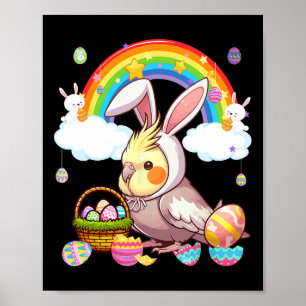 Bunny Atiel Easter Hunting Eggs Basket Colourful R Poster