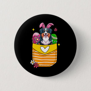 Bunny Australian Shepherd Easter Chocolate Eggs In 6 Cm Round Badge