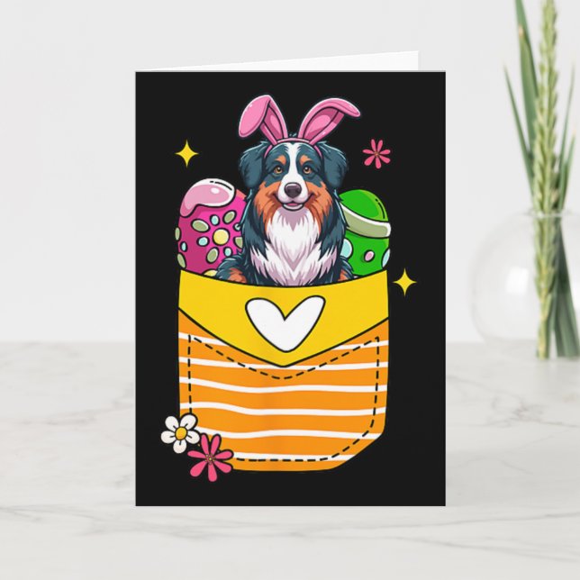 Bunny Australian Shepherd Easter Chocolate Eggs In Card (Front)