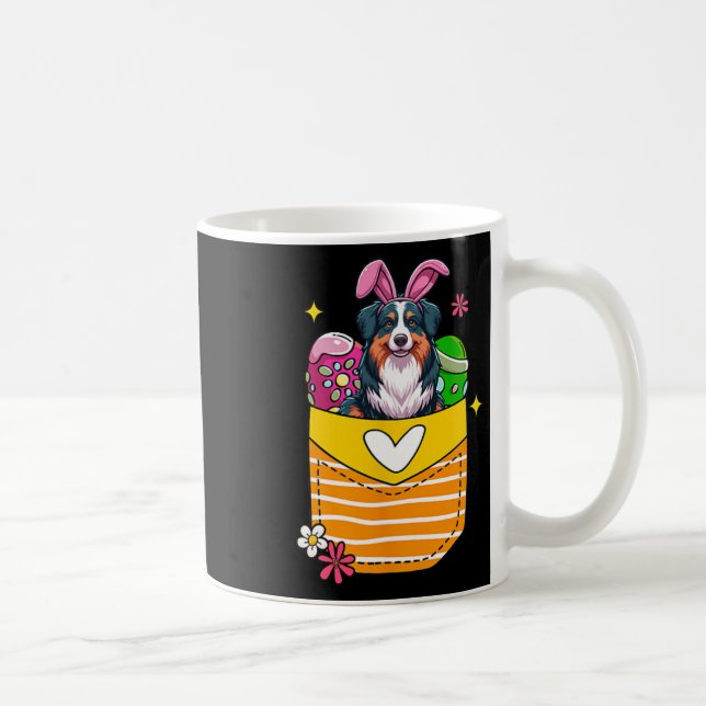 Bunny Australian Shepherd Easter Chocolate Eggs In Coffee Mug (Right)