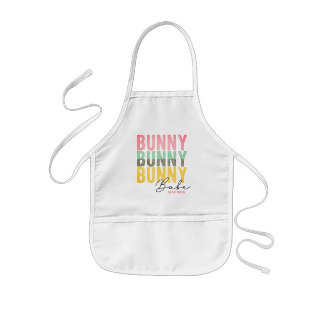 Bunny Babe Cute Modern Girly Easter Personalised Kids Apron (Front)