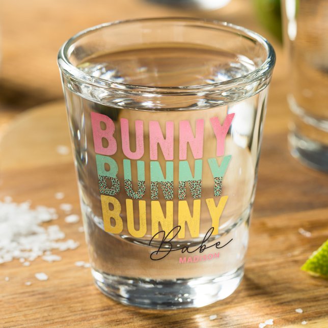 Bunny Babe Cute Modern Girly Easter Personalised Shot Glass (Creator Uploaded)