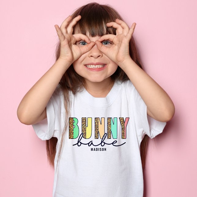 Bunny Babe Modern Easter Typography Personalised T-Shirt (Creator Uploaded)