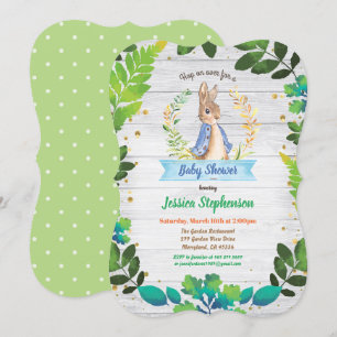 Bunny baby boy shower invitation. Spring Easter Invitation