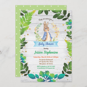 Bunny baby boy shower invitation. Spring Easter Invitation