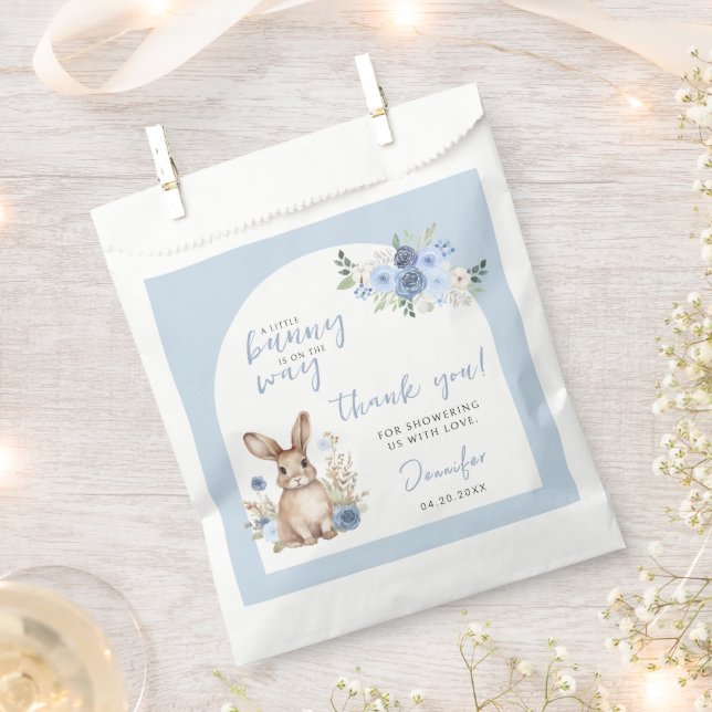 Bunny baby boy shower thank you candy favour bag (Clipped)