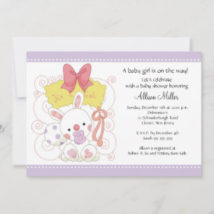 Bunny Baby Girl Baby Shower Invitation