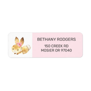 Bunny Baby Girl Shower Envelope Return Address