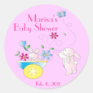 Bunny Baby Personalised Baby  Shower Stickers