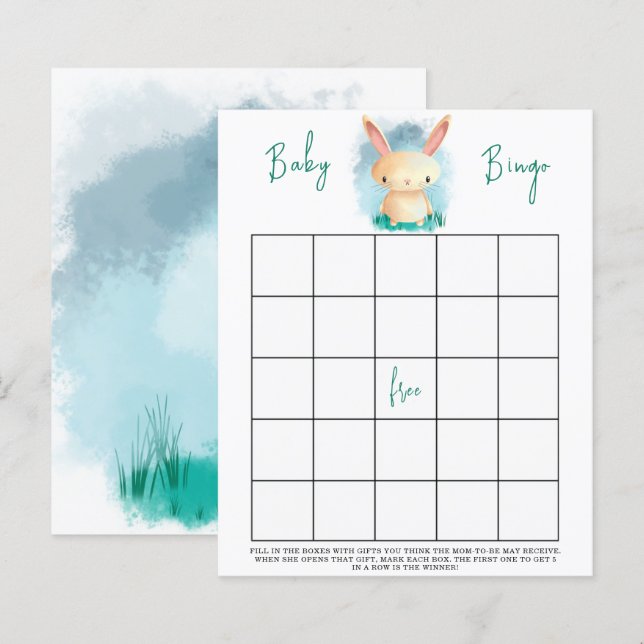 Bunny Baby shower bingo game (Front/Back)