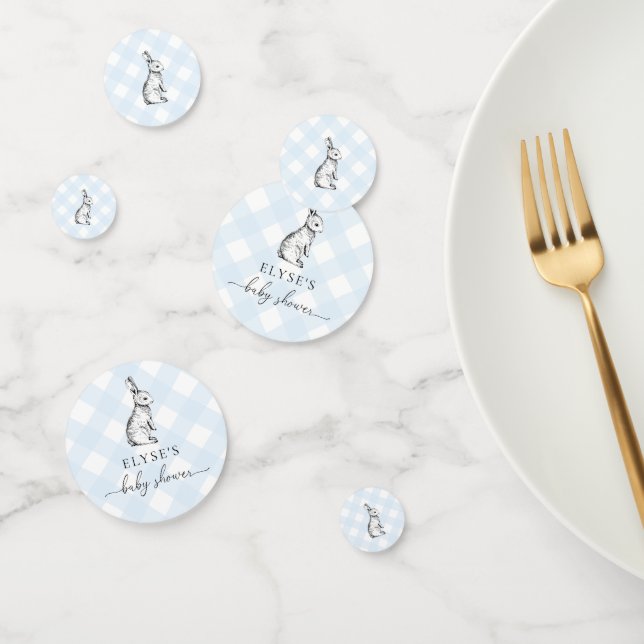 Bunny Baby Shower Blue Gingham Table Confetti (Group)