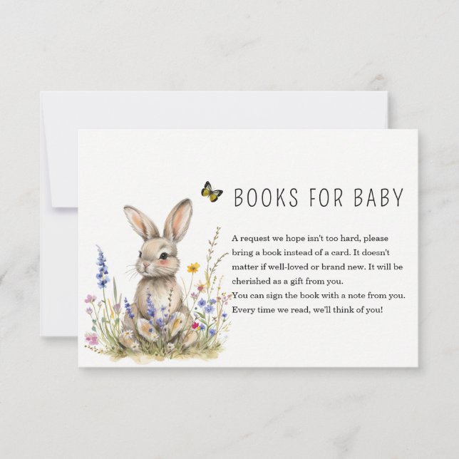 Bunny Baby Shower Books Request card (Front)