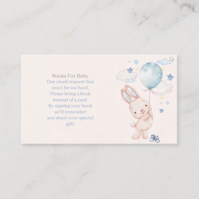 Bunny Baby Shower Boy, Books for baby Enclosure Card (Front)