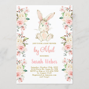 Bunny baby shower by mail girl invitation