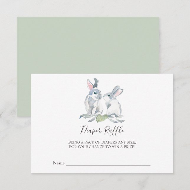 Bunny Baby Shower Diaper Raffle Invitation (Front/Back)