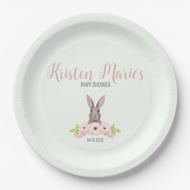 Bunny Baby Shower Favour Paper Plate (Front)