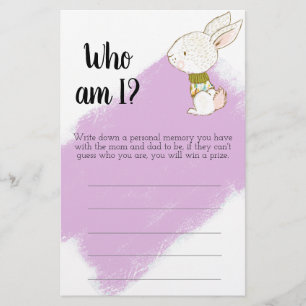 Bunny Baby Shower Game - How am I mum and dad Flyer
