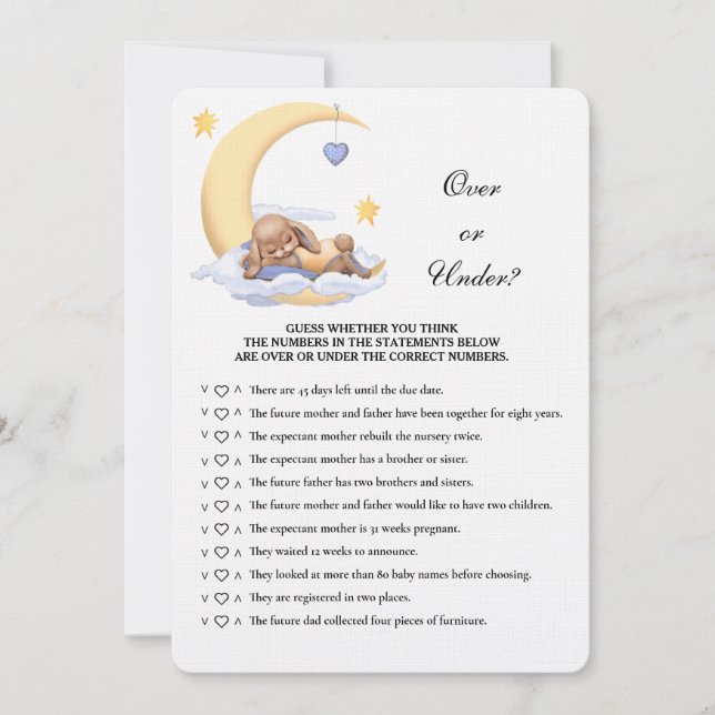 Bunny Baby Shower Game Over or Under? Invitation (Front)