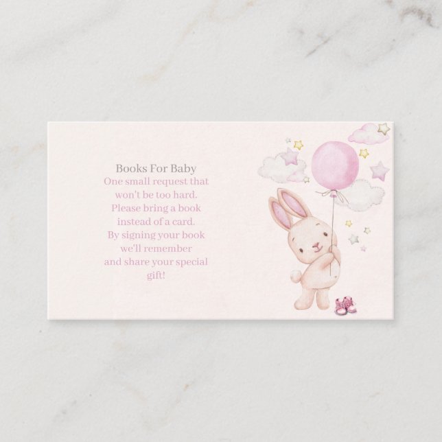 Bunny Baby Shower Girl, Books for baby Enclosure Card (Front)