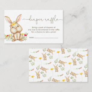 Bunny baby shower girl diaper raffle card