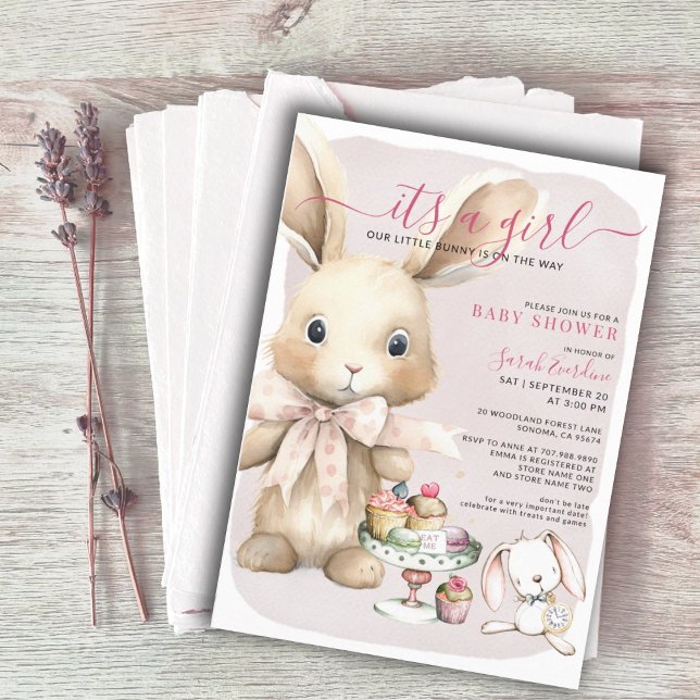 Bunny Baby Shower Girl  Invitation (Creator Uploaded)