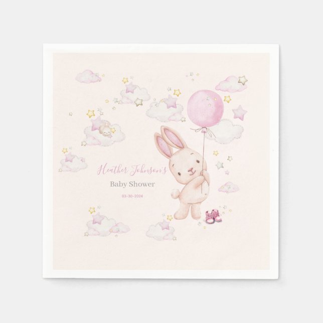 Bunny Baby Shower Girl Napkin (Front)